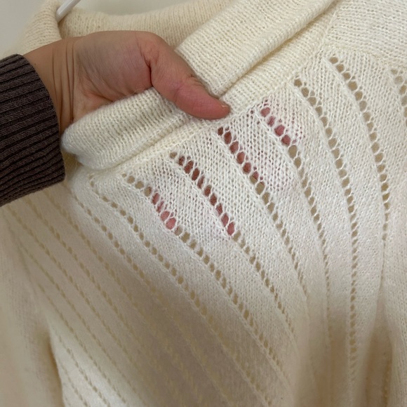 Lou & Grey Cream Off White Turtleneck Sweater Open Knit Medium M - Picture 9 of 12